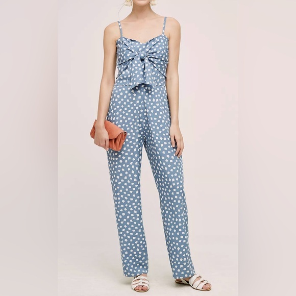 ANTHROPOLOGIE - Whit Two Dot Tie Jumpsuit - Picture 1 of 10